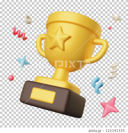 gold trophy 3D icon graphic 122141335