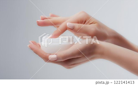 乾燥対策のために保湿クリームを塗る手のイメージ3 122141413