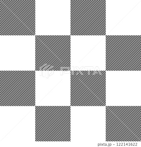 Check pattern - square - black and white square tiles with diagonal hatching, seamless repeatable pattern texture 122141622