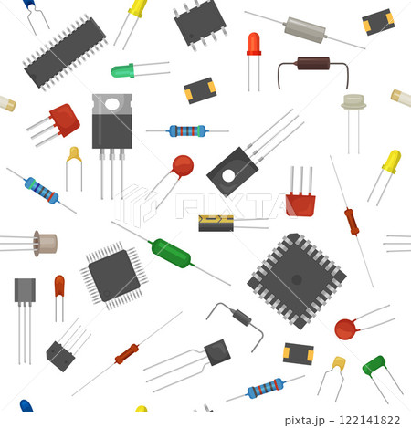 micro scheme pattern. reductor transistor microelectronic chipset seamless background 122141822