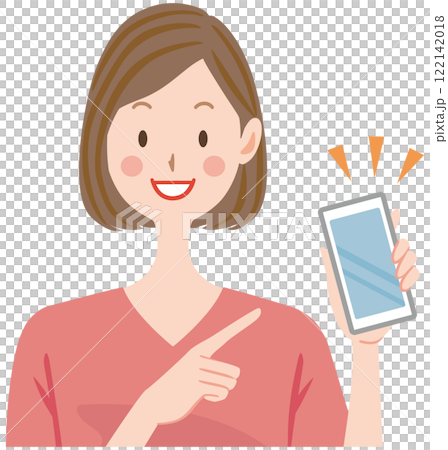 スマホを持つ女性　主婦　イラスト 122142018