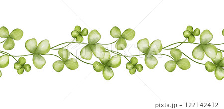 Watercolor green horizontal clover seamless border. Watercolor green horizontal clover seamless border. 122142412