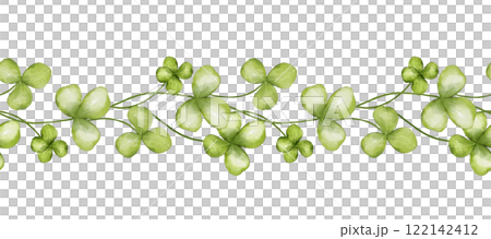 Watercolor green horizontal clover seamless border. Watercolor green horizontal clover seamless border. 122142412