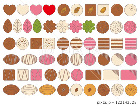 俯瞰で見たチョコレートのセット_主線あり 122142528
