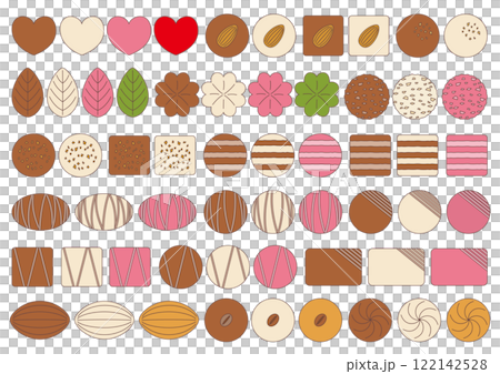 俯瞰で見たチョコレートのセット_主線あり 122142528