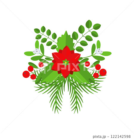 Christmas wreath design element. Winter holiday decoration. 122142598