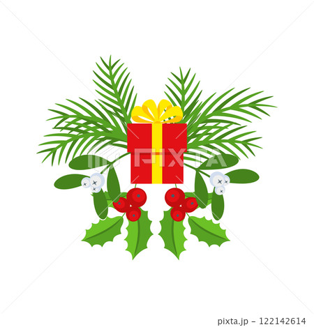 Christmas wreath design element. Winter holiday decoration. Christmas wreath design element. Winter holiday decoration. 122142614