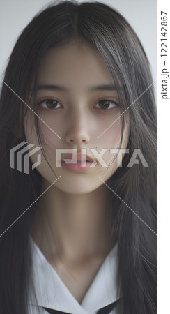 日本画 女性のポートレート 若い日本人女性のポートレートのイラスト素材 [122142867] - PIXTA