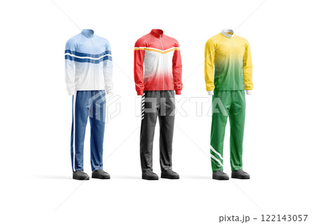 Blank colored sport team uniform mockup, side view Blank colored sport team uniform mockup, side view 122143057