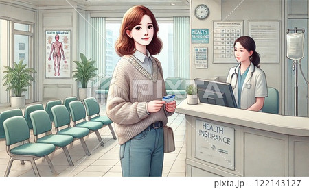 病院で診察する女性 病院で診察する女性 122143127