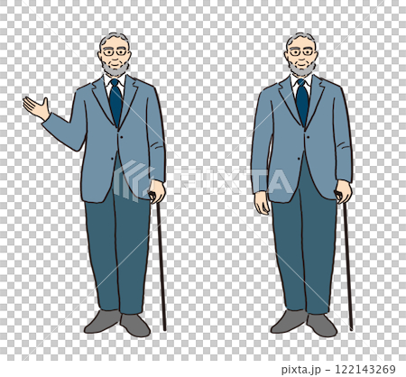 Senior man in suit with cane 122143269