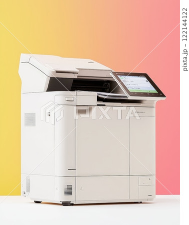 Modern office multifunction printer on gradient background 122144122