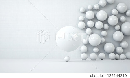 Serene white balls floating in the air a captivating visual of lightness and tranquility 122144210