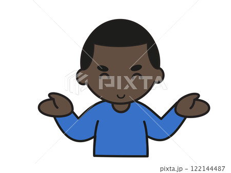 手を広げて笑う若い黒人男性 122144487