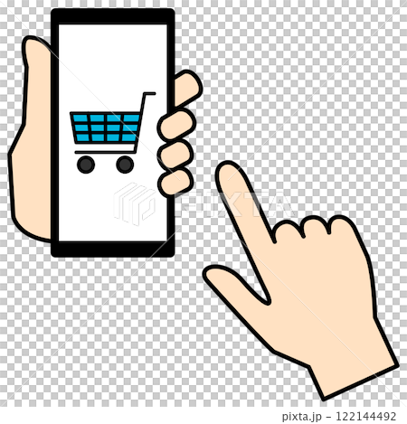 手持顯示購物網站的智慧型手機 122144492