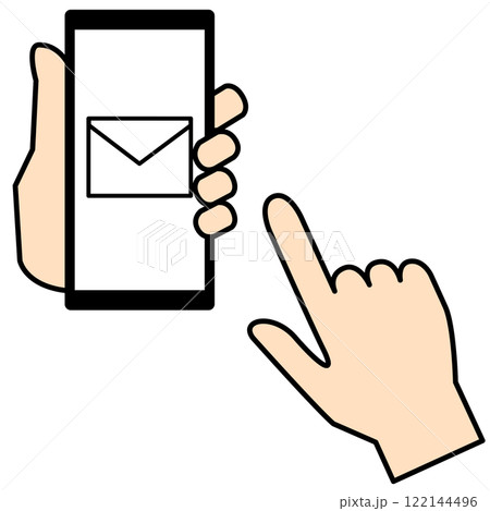 手紙が表示されているスマホを持つ手 122144496