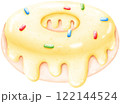 Honey glazed donuts sprinkled with colorful sugar flakes 122144524