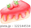 Strawberry cake decorated with 2 strawberries 122144534