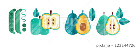 Fruit and Vegetables Icon and Flat Pictogram Vector Set Fruit and Vegetables Icon and Flat Pictogram Vector Set 122144726