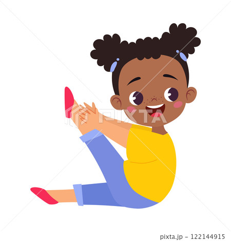 Funny Girl Kid Character Enjoy and Having Fun Vector Illustration 122144915