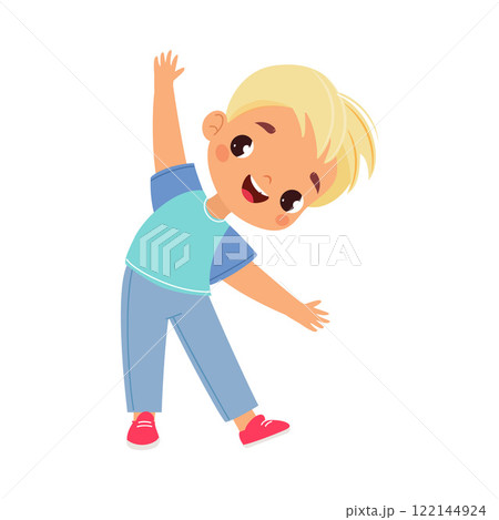 Funny Boy Kid Character Enjoy and Having Fun Vector Illustration 122144924