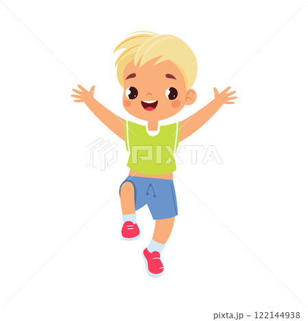 Funny Boy Kid Character Enjoy and Having Fun Vector Illustration Funny Boy Kid Character Enjoy and Having Fun Vector Illustration 122144938