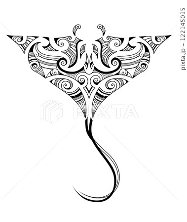 Stingray Manta in Maori style. Tattoo sketch tribal ethno style. Tattoo for divers. 122145015