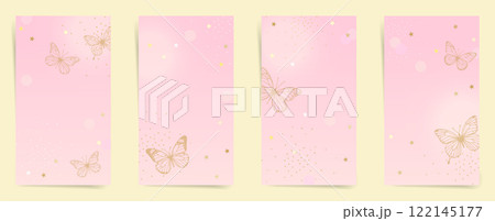 Soft pink background with gold butterfly pattern for elegant invitations and posts Soft pink background with gold butterfly pattern for elegant invitations and posts 122145177