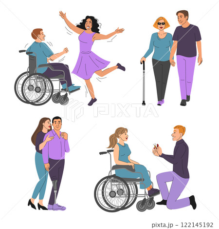 Romantic couples, people with disabilities 122145192