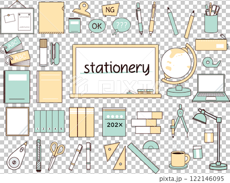 Simple stationery illustration set 2 Simple stationery illustration set 2 122146095