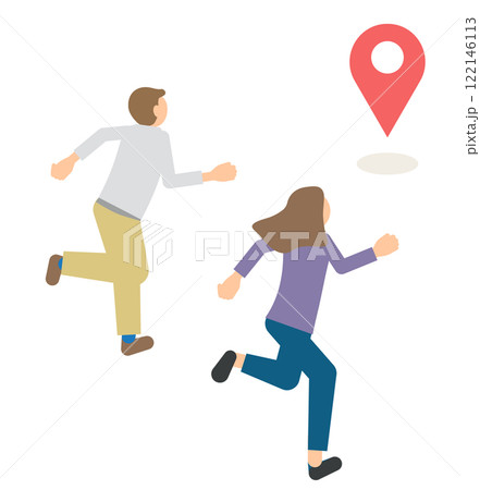 目的地に向かって走る男性と女性のイラスト 122146113