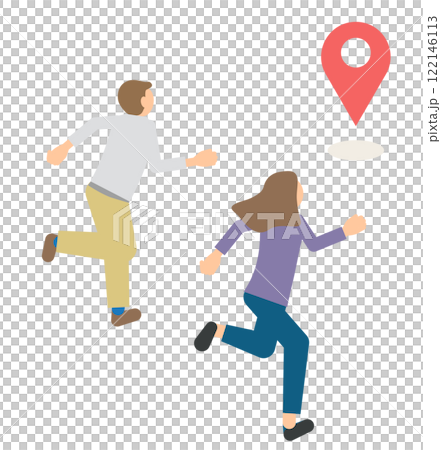 目的地に向かって走る男性と女性のイラスト 122146113