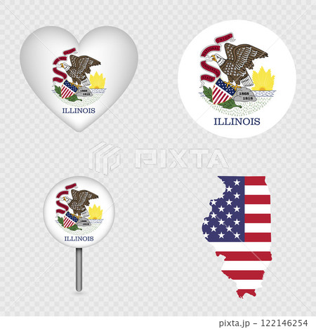 Illinois State Flag Icons Pack. Vector illustration. 122146254