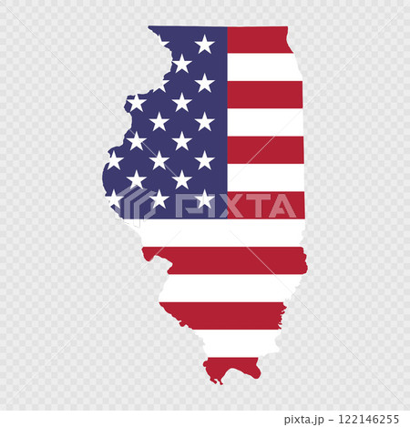 Illinois state map with American national flag. Illinois state map with American national flag. 122146255