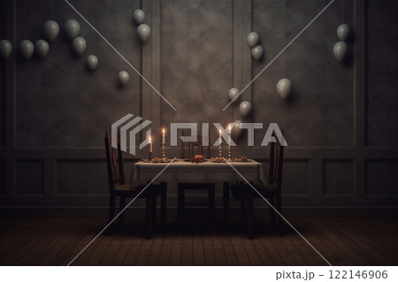 Candlestick with burning candles for Hanukkah, Ai generated 122146906