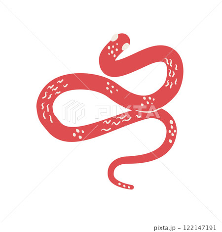 Snake Chinese New Years symbol. Cny zodiac snake lunar 2025 isolated on white background. Vector hand drawn flat illustration 122147191