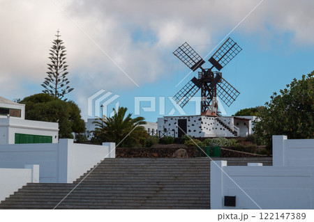 Park with a windmill, Teguise, Lanzarote, Spain. 122147389