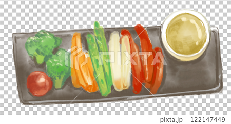 野菜たっぷりで美味しそうなバーニャカウダの水彩イラスト 野菜たっぷりで美味しそうなバーニャカウダの水彩イラスト 122147449
