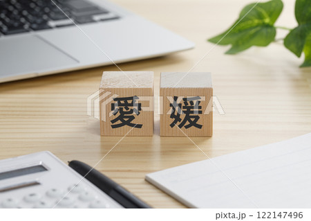 愛媛と書かれた積み木のブロック 122147496