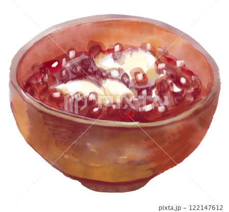 美味しそうなぜんざいの水彩イラスト 122147612