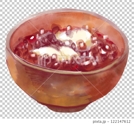 美味しそうなぜんざいの水彩イラスト 122147612