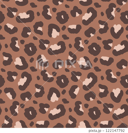 Leopard monochrome seamless pattern. Animal print mocha mouse endless background. Cheetah or panther skin texture repeat cover. Vector hand drawn illustration. Leopard monochrome seamless pattern. Animal print mocha mouse endless background. Cheetah or panther skin texture repeat cover. Vector hand drawn illustration. 122147792