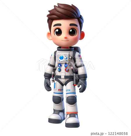 Cute Cartoon Astronaut Boy in Space Suit 122148038