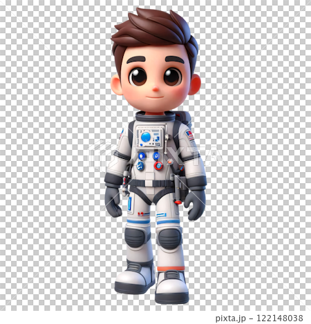 Cute Cartoon Astronaut Boy in Space Suit 122148038