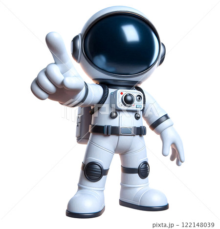 Astronaut Character Pointing Forward in Space Suit 122148039
