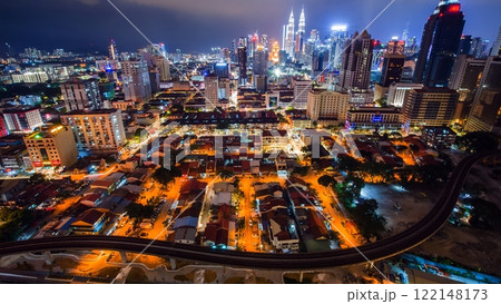 Nighttime timelapse of the Malaysian capital Kuala Lumpur. 122148173