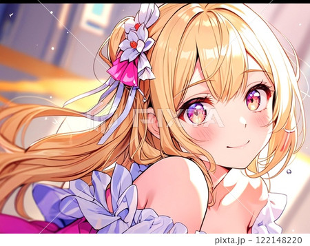 美少女 イラスト アニメ風 金髪 ドレスのイラスト素材 [122148220] - PIXTA