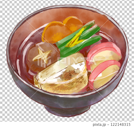 美味しそうなお雑煮の水彩イラスト 122148315