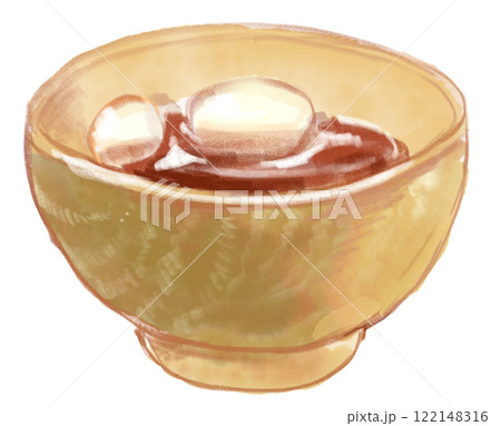美味しそうなお汁粉の水彩イラスト 122148316