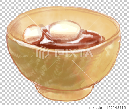 美味しそうなお汁粉の水彩イラスト 122148316